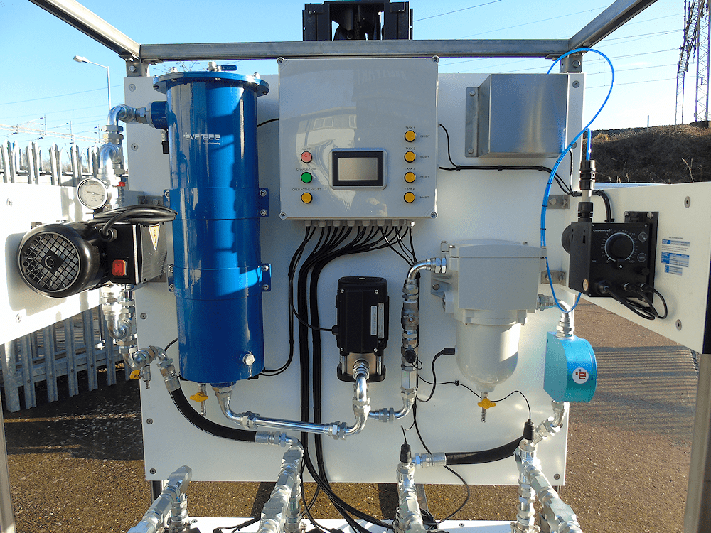 40 lit/min with dosing and multitank (This 40 lit/min frame mounted unit includes the dosing and 4 tank automatic tank changeover add-on options.)